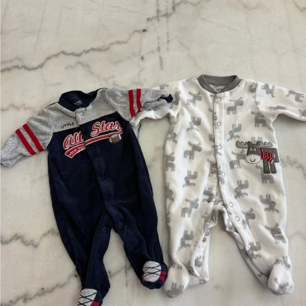 Carter's Navy and Gray Footies